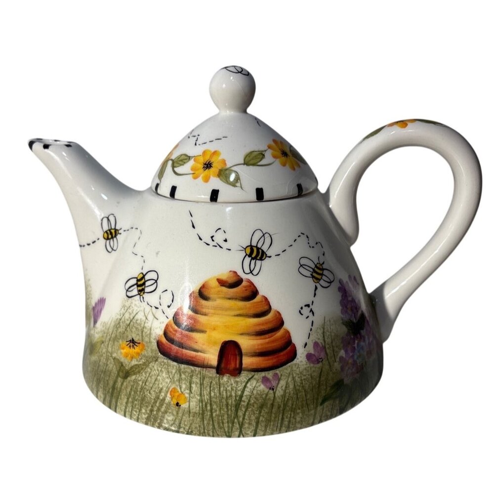 Cheri Lane Ceramic Teapot With Bee & Floral Design